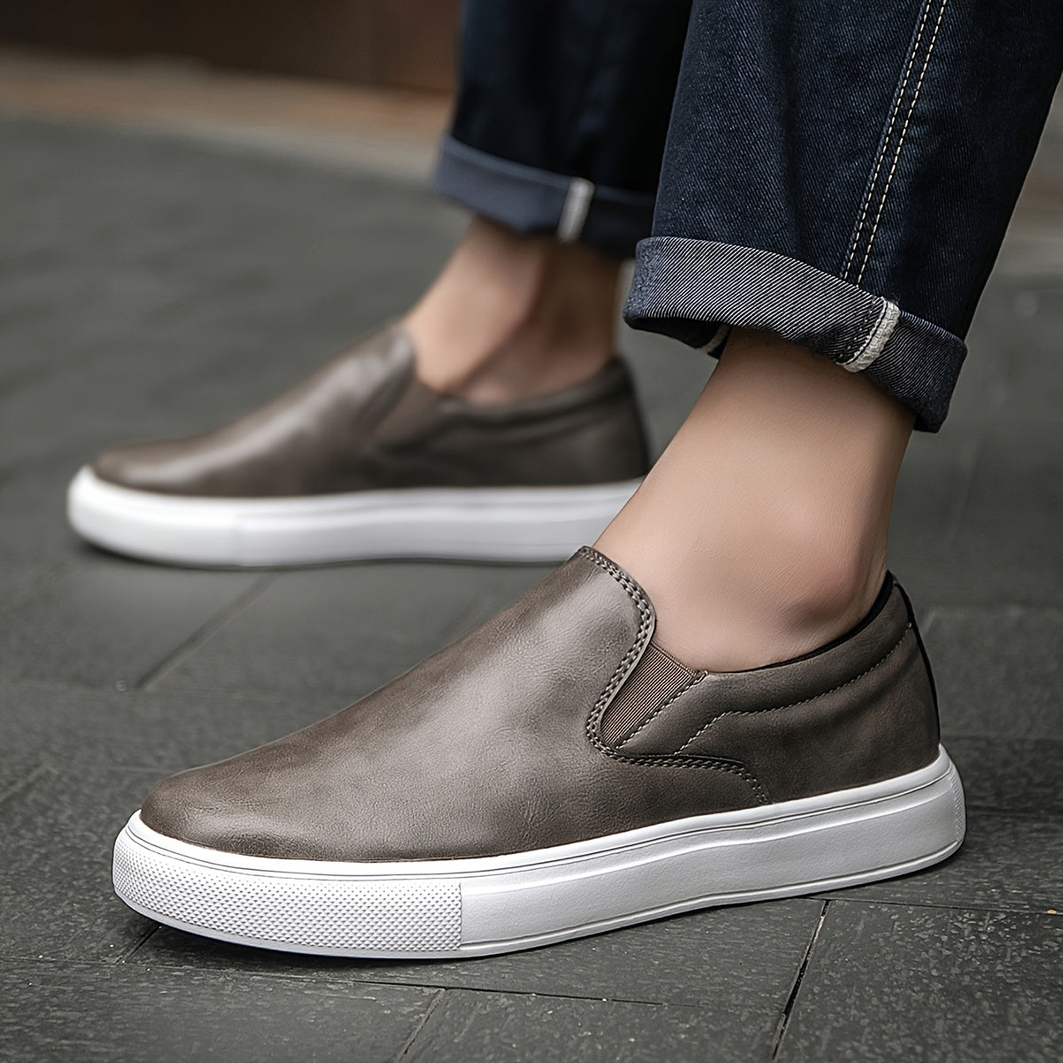 Zapatos casuales de cuero sin cordones