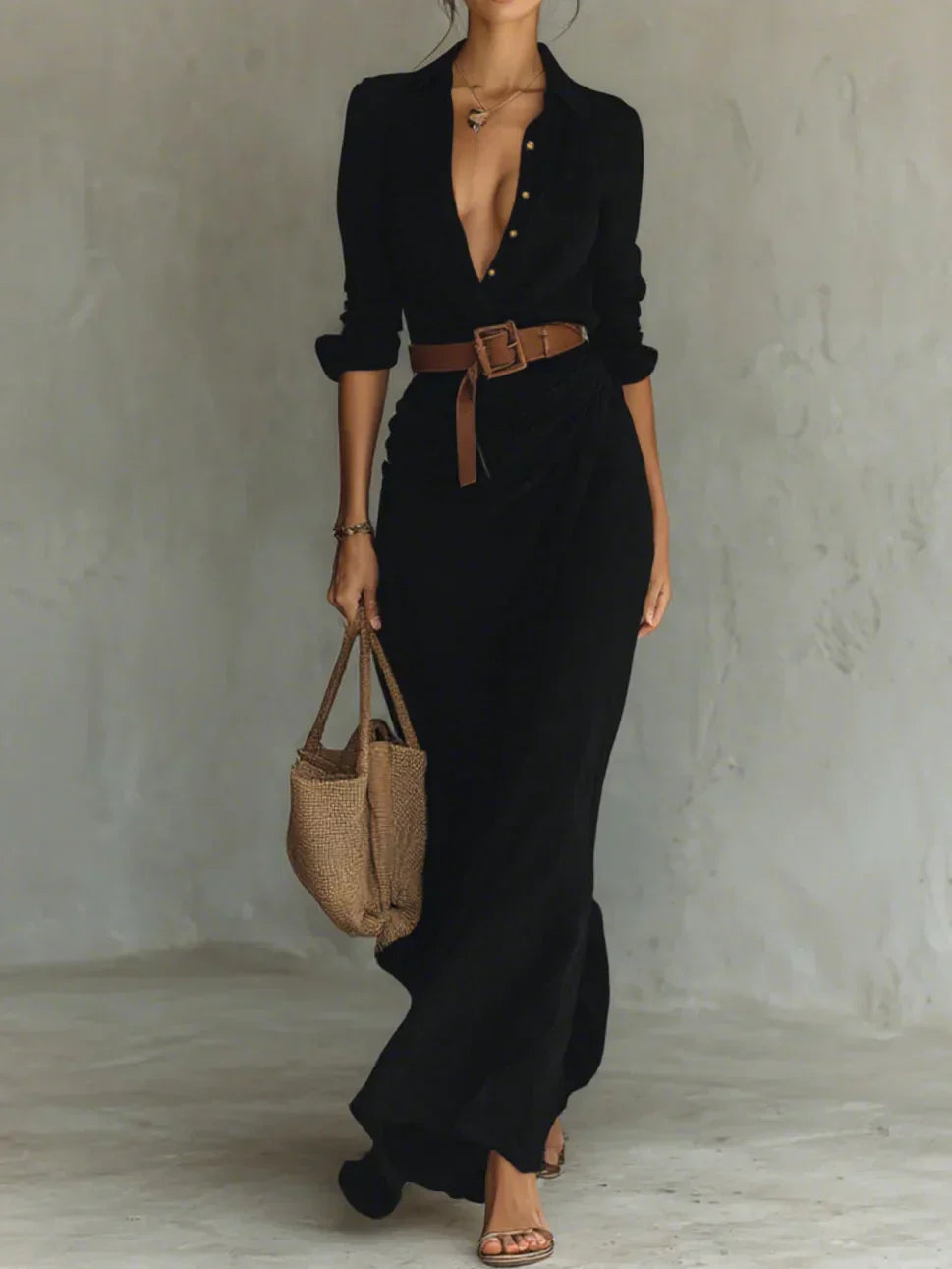 Vestido maxi elegante de lino