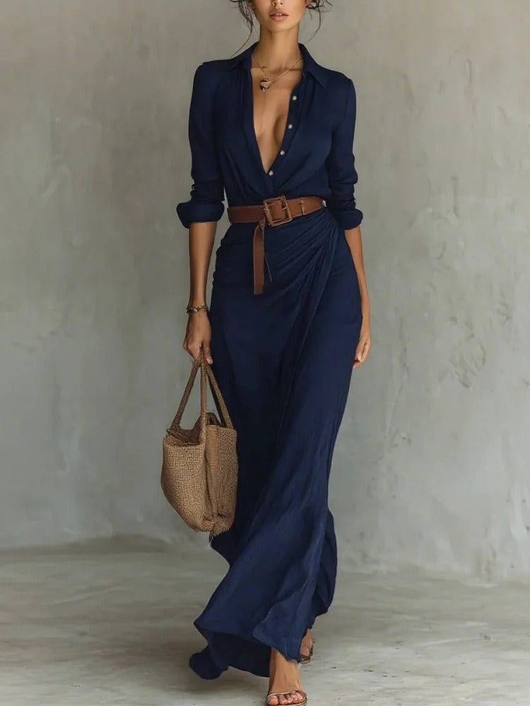 Vestido maxi elegante de lino