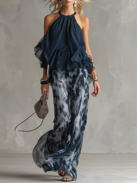 Conjunto elegante de tela ligera con caída fluida
