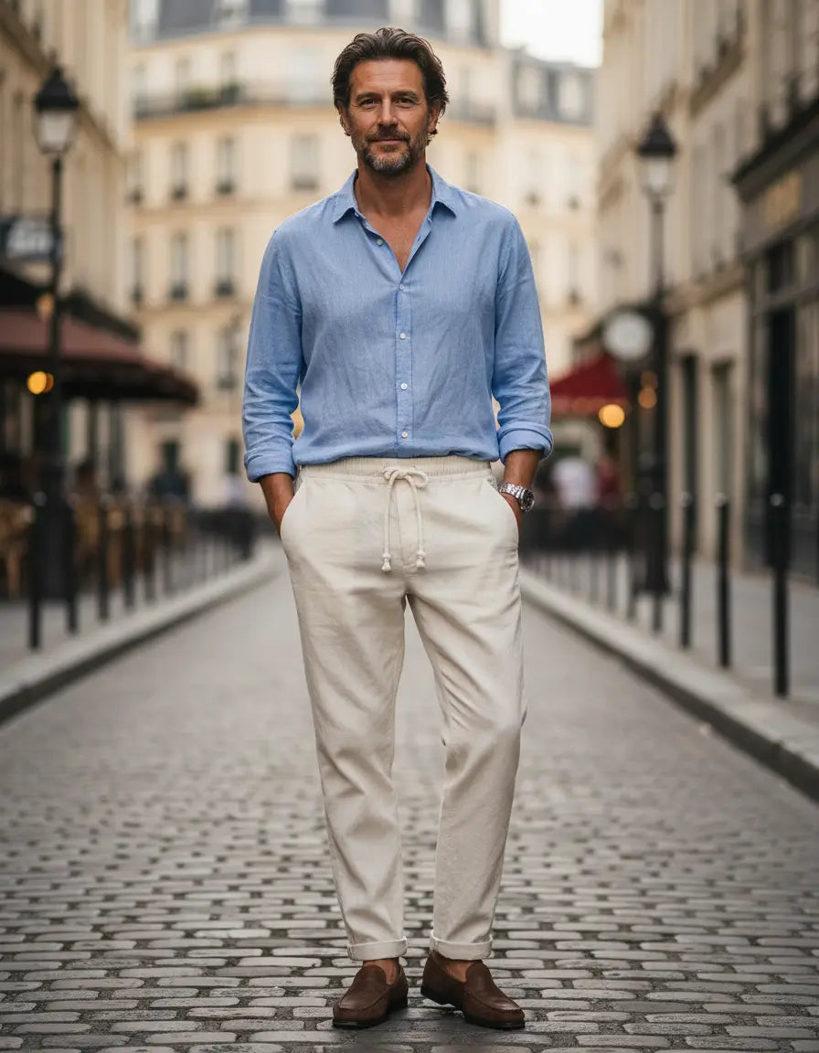 Elegantes pantalones de lino
