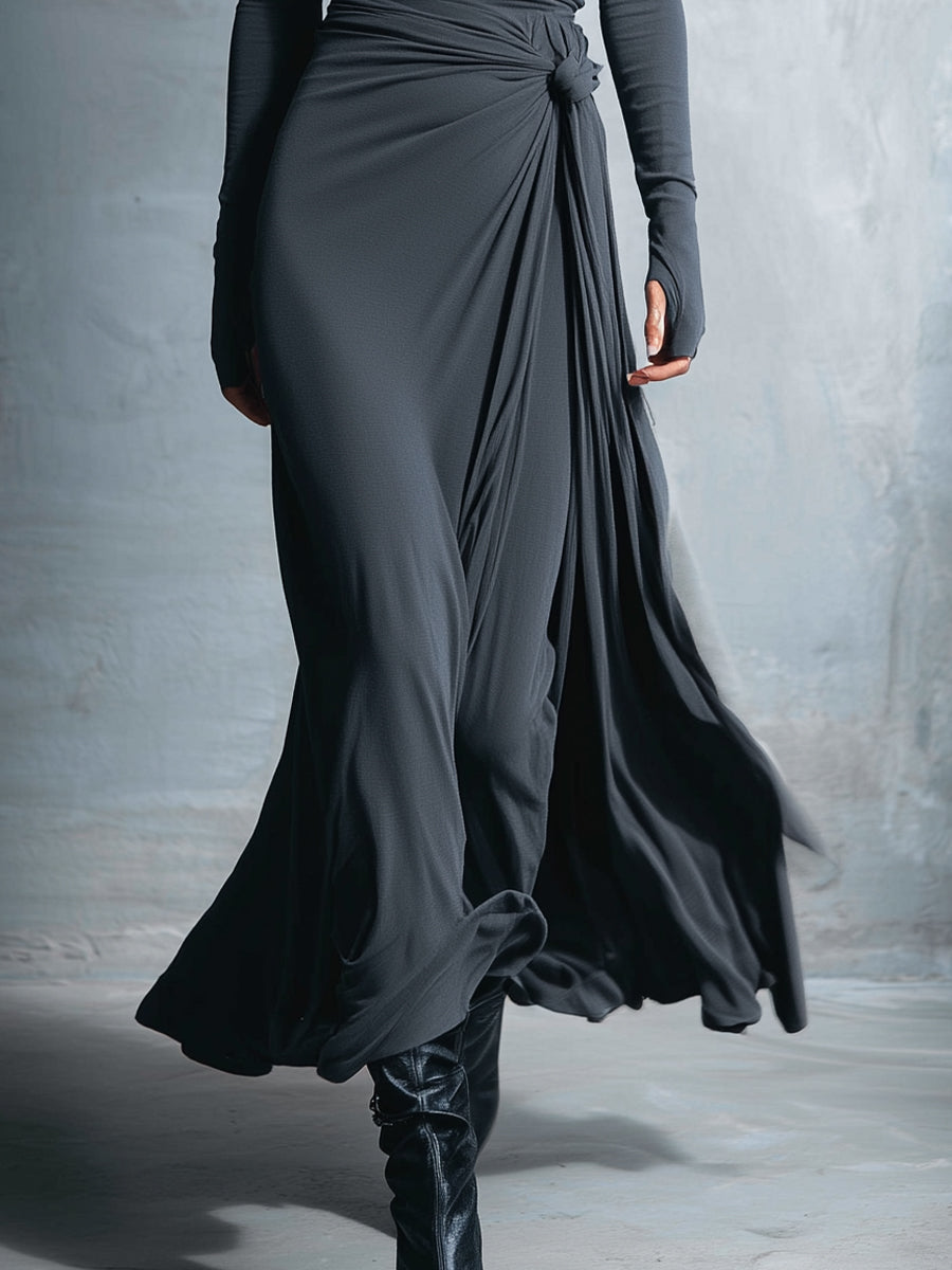 Vestido largo ajustado con nudo lateral