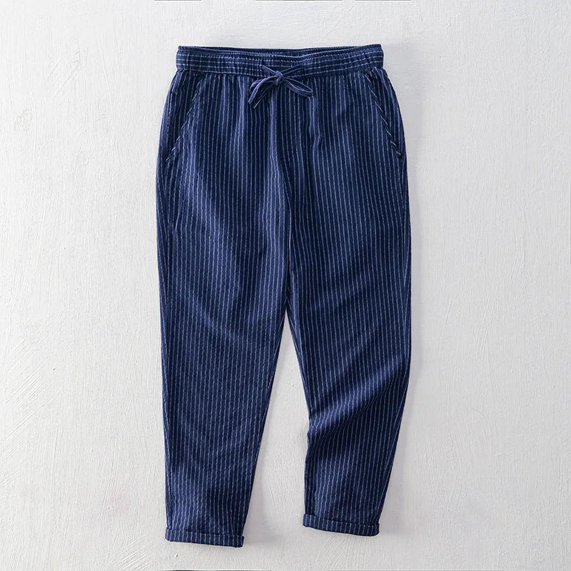 Pantalones de algodón a rayas