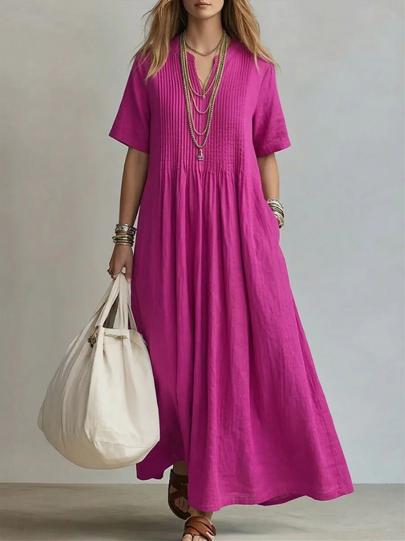 Vestido largo fluido con pliegues
