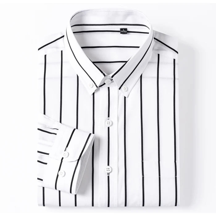 Elegante camisa de algodón a rayas