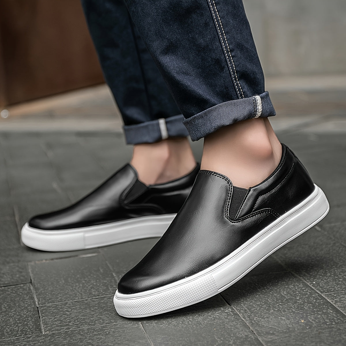 Zapatos casuales de cuero sin cordones