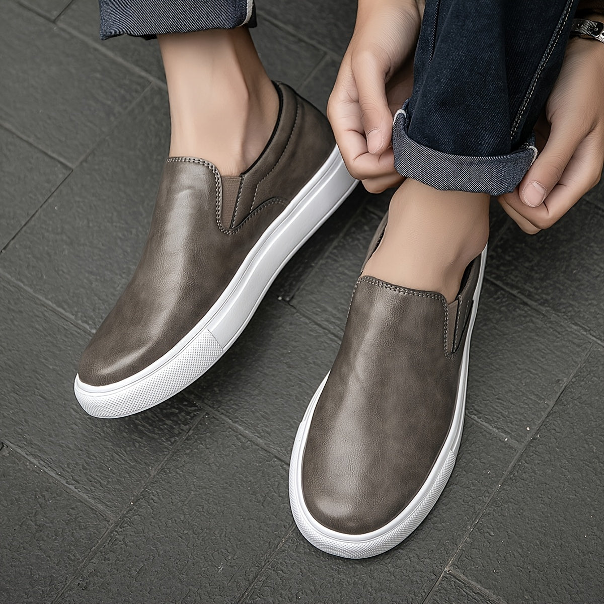 Zapatos casuales de cuero sin cordones