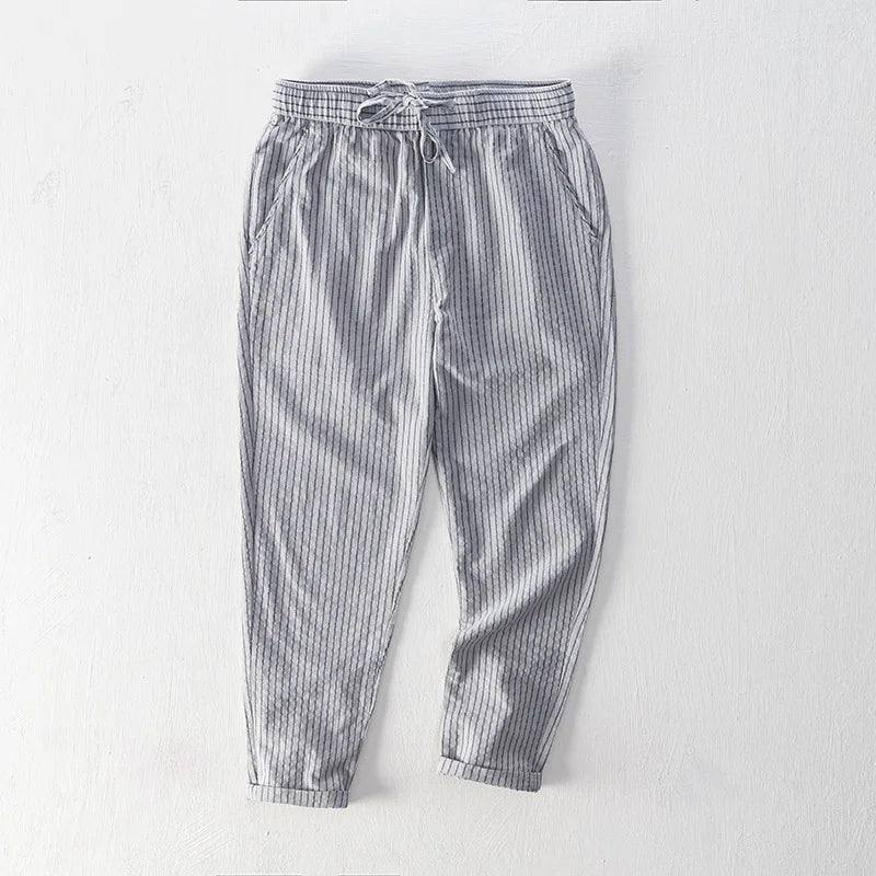 Pantalones de algodón a rayas