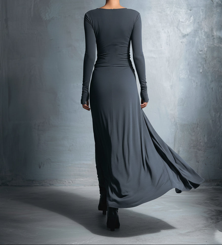 Vestido largo ajustado con nudo lateral