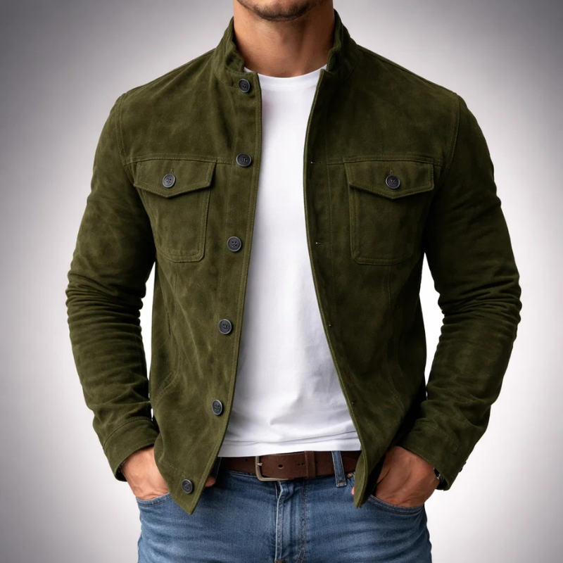 Elegante chaqueta de ante