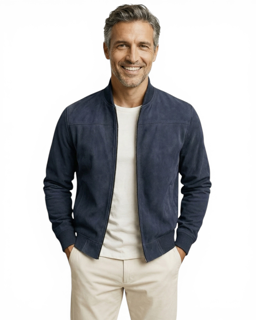 Elegante chaqueta de ante