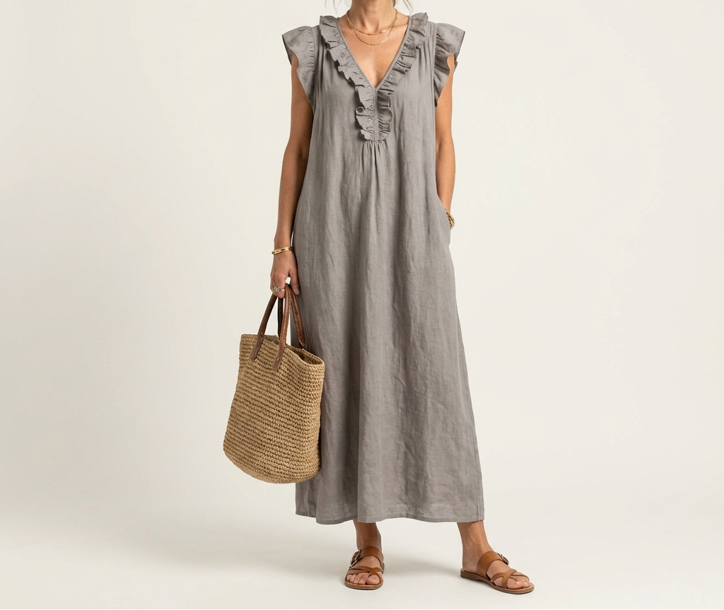 Josefina | Vestido Maxi con Escote en V y Volantes