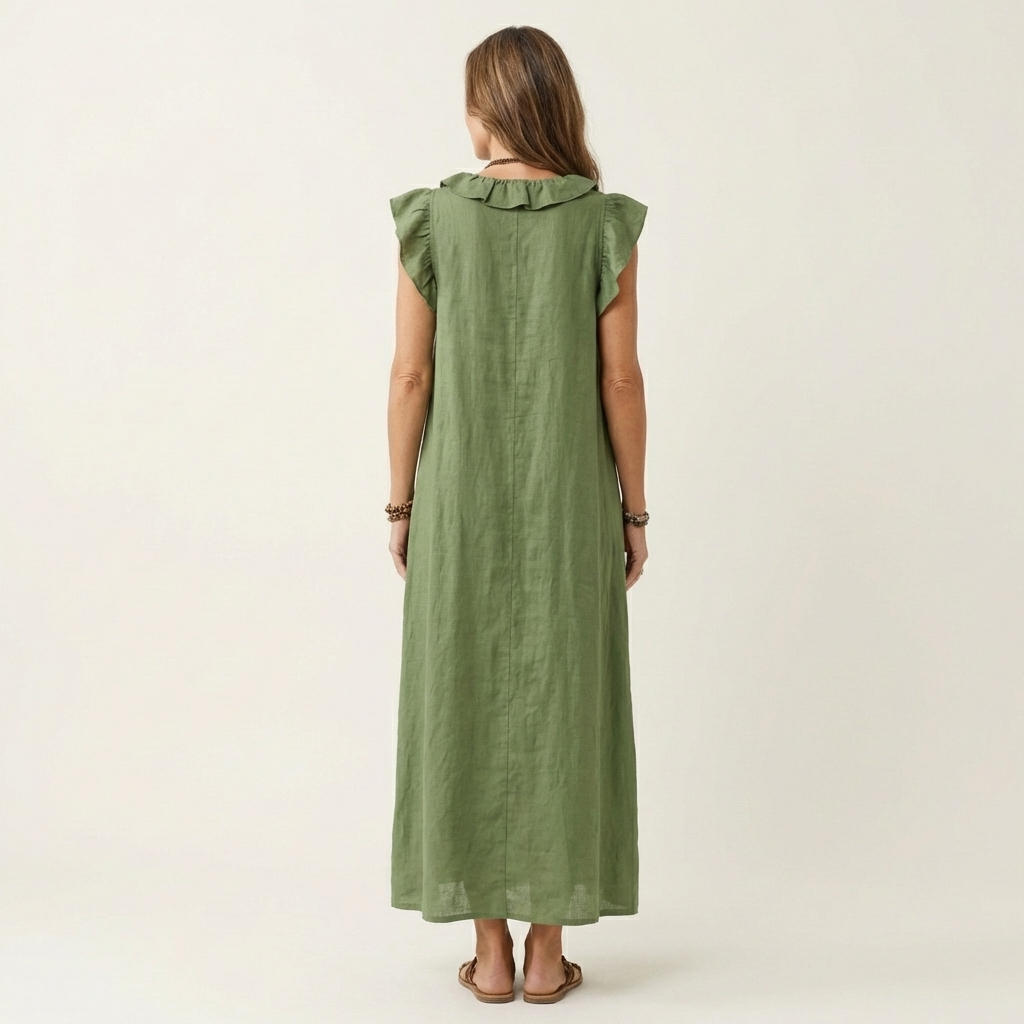 Josefina | Vestido Maxi con Escote en V y Volantes