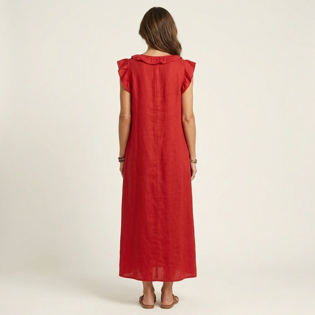 Josefina | Vestido Maxi con Escote en V y Volantes
