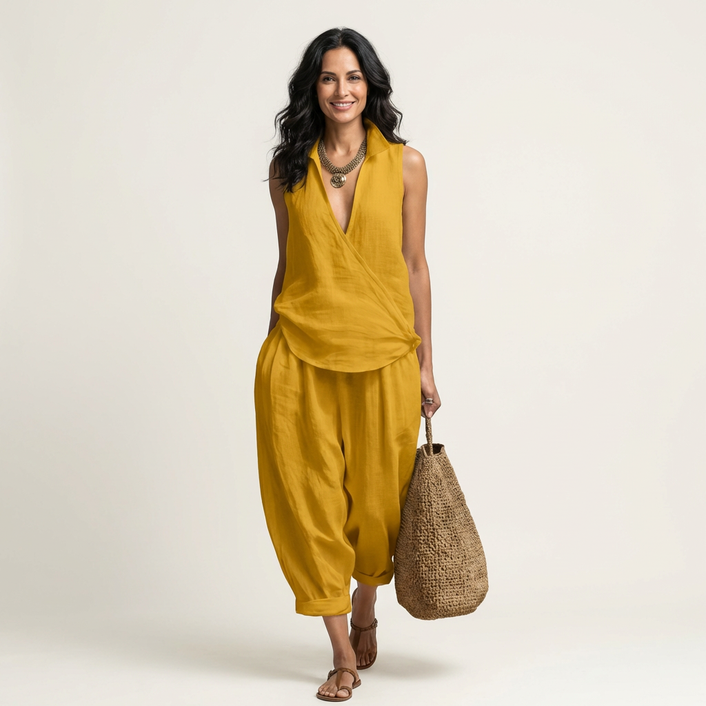 Vera | Conjunto de Top Cruzado y Pantalón Ancho