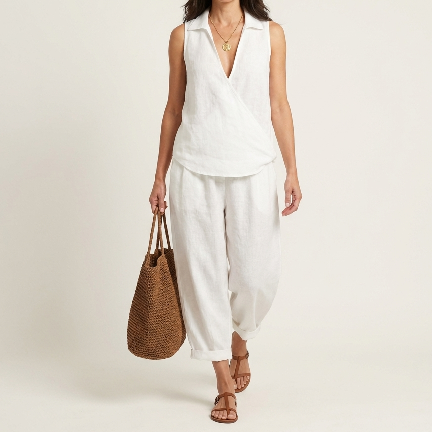 Vera | Conjunto de Top Cruzado y Pantalón Ancho