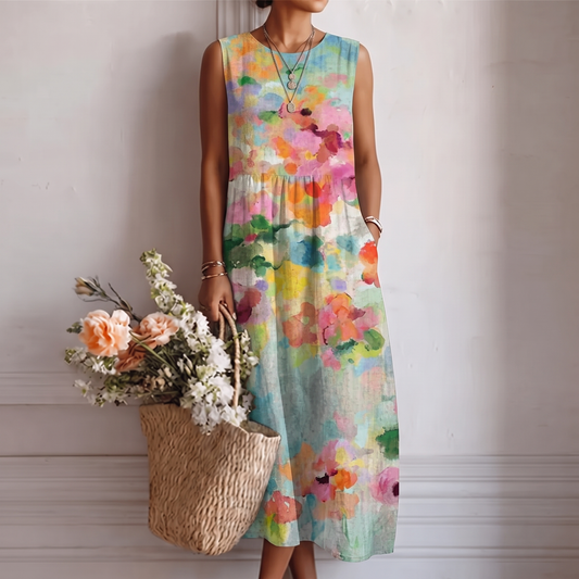 Vestido Midi Multicolor Elegante