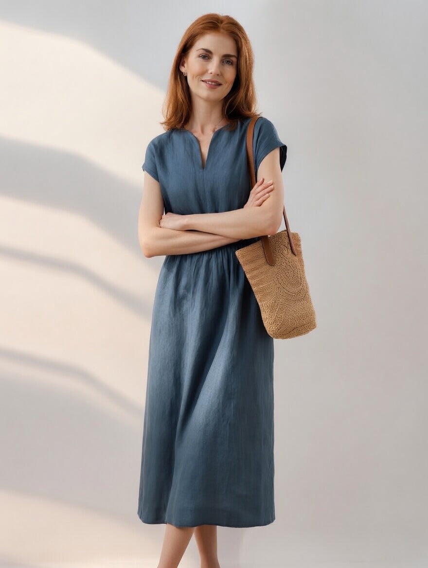 Lina — Vestido de lino mezclado fluido y elegante
