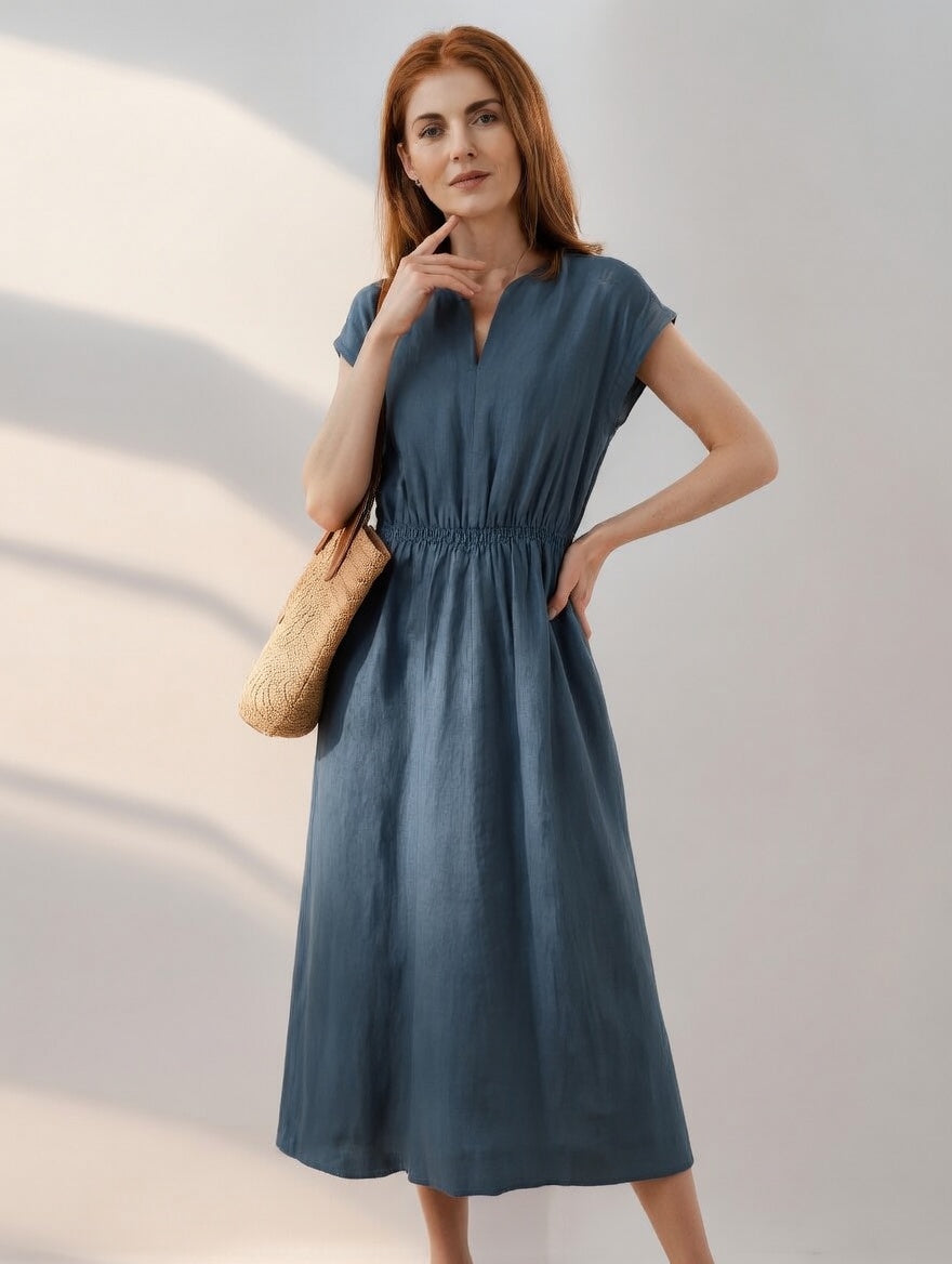 Lina — Vestido de lino mezclado fluido y elegante