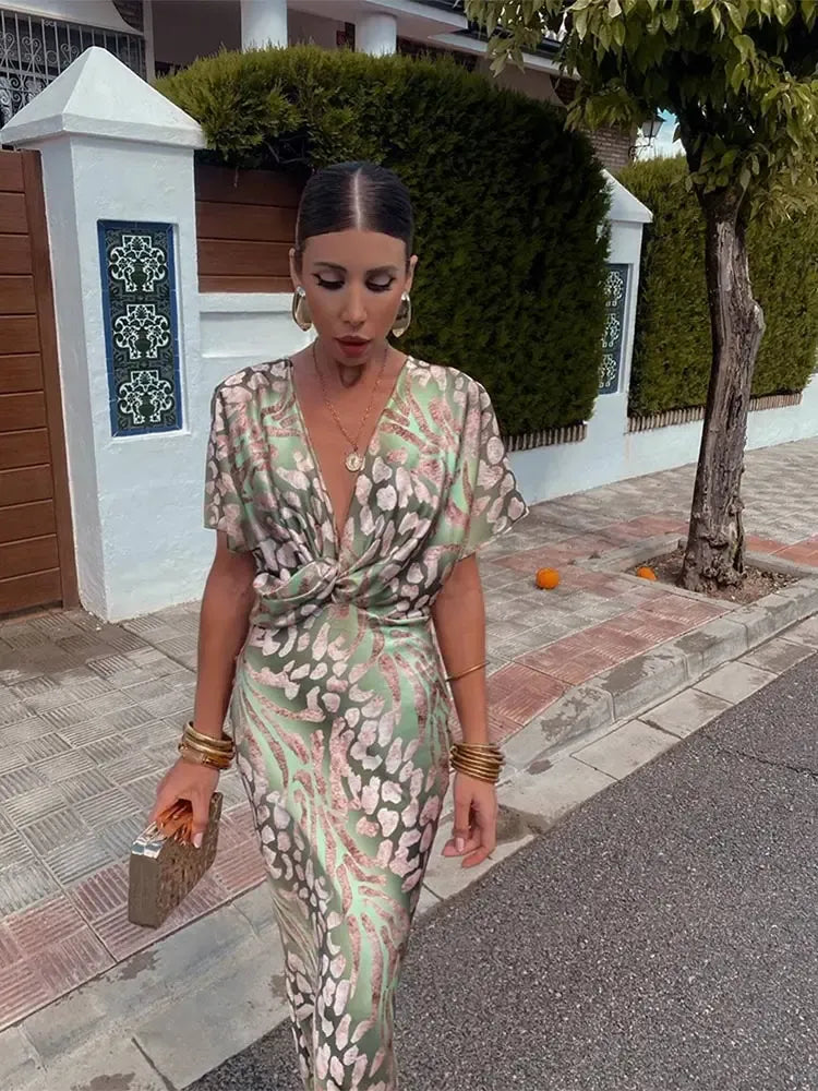 Vestido Midi Fluido en Tono Cobre