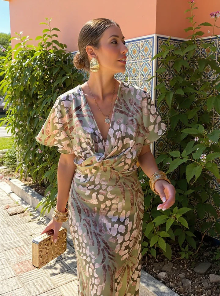 Vestido Midi Fluido en Tono Cobre