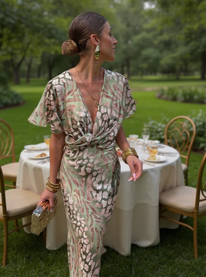 Vestido Midi Fluido en Tono Cobre