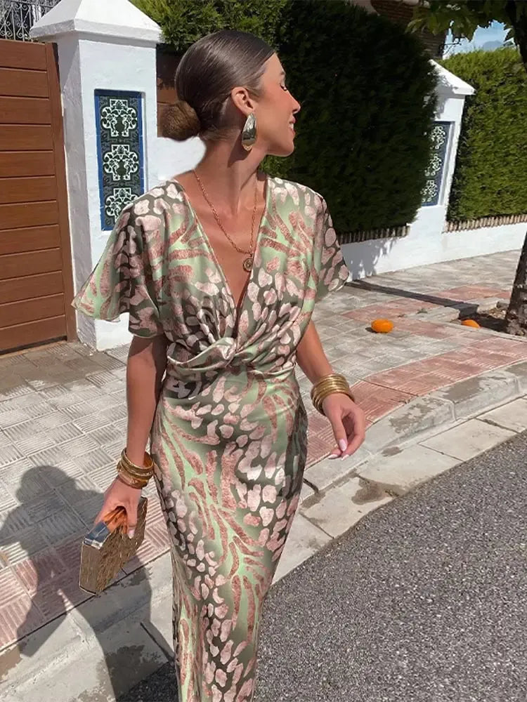 Vestido Midi Fluido en Tono Cobre