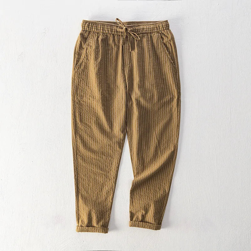 Pantalones de algodón a rayas