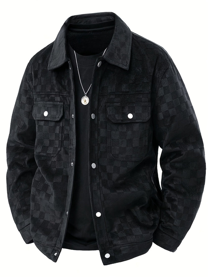Chaqueta de ante a cuadros