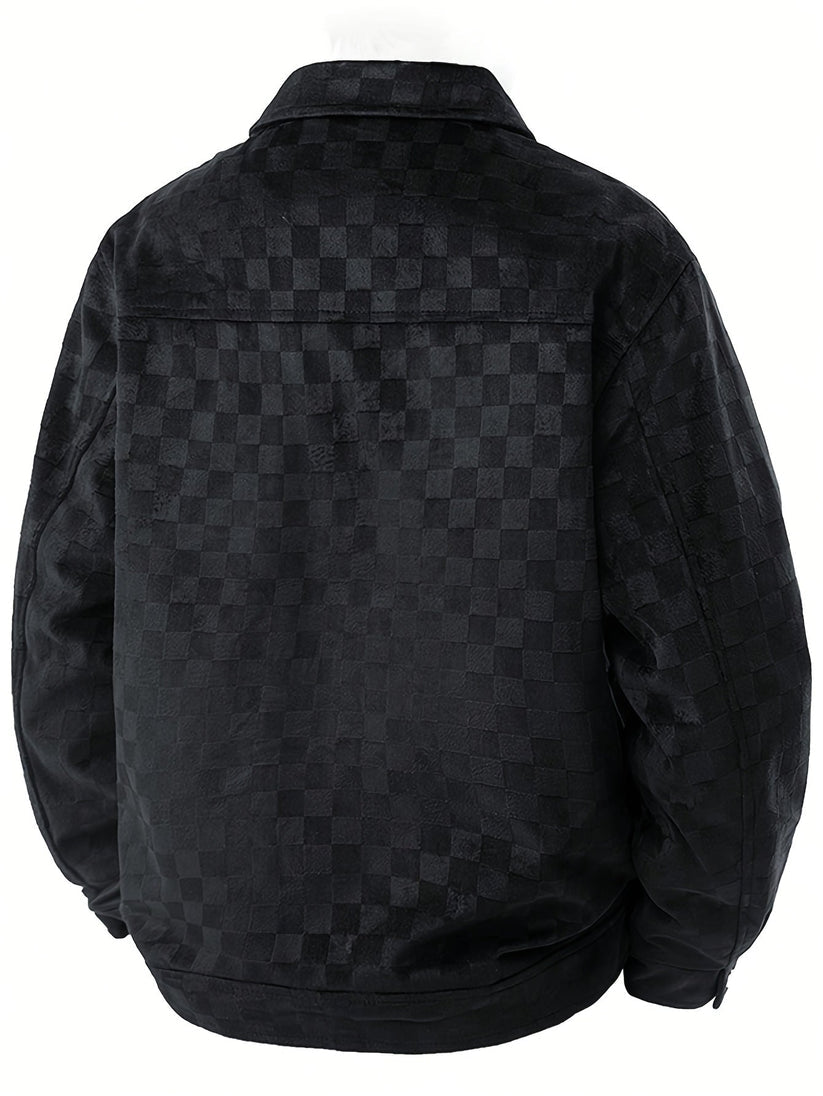 Chaqueta de ante a cuadros