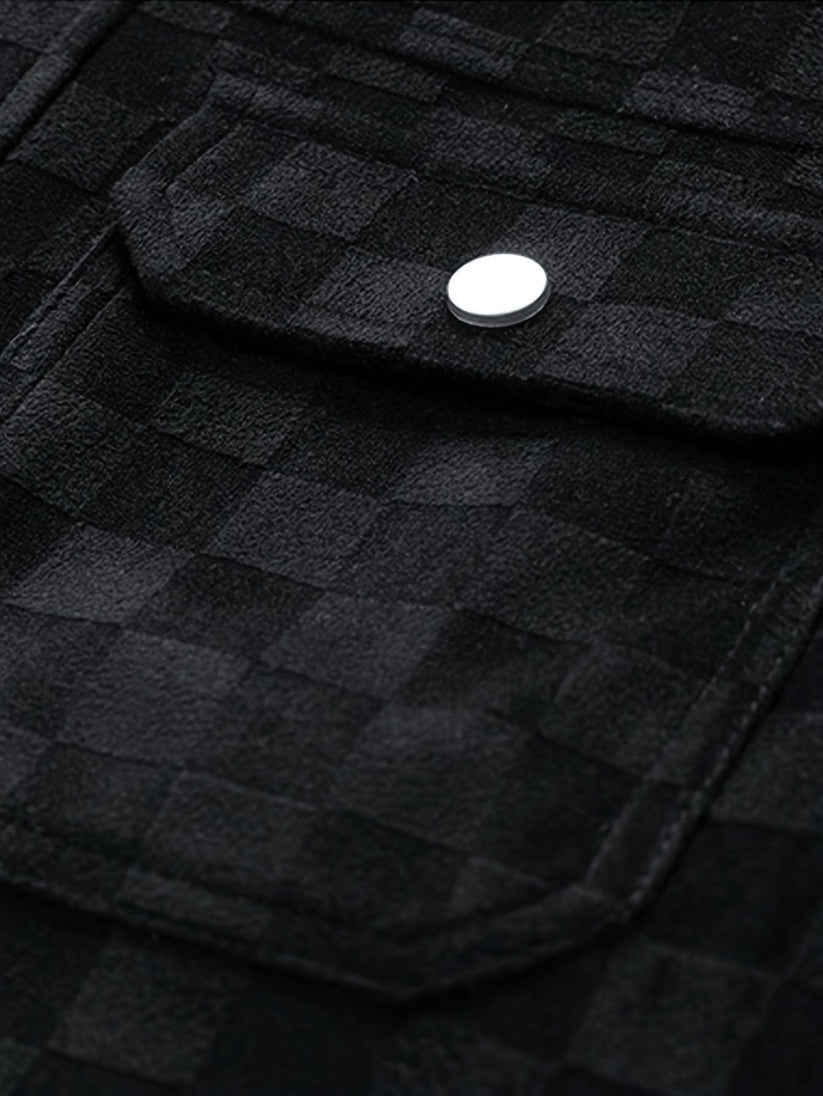 Chaqueta de ante a cuadros
