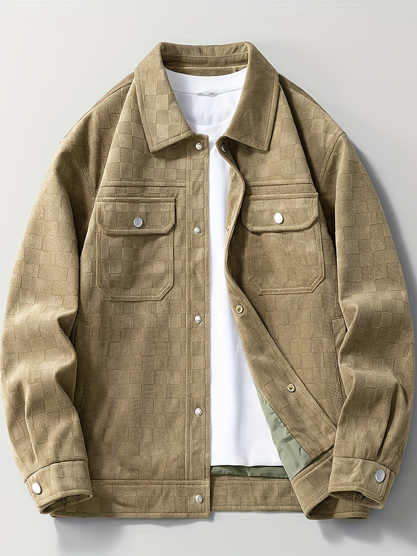 Chaqueta de ante a cuadros