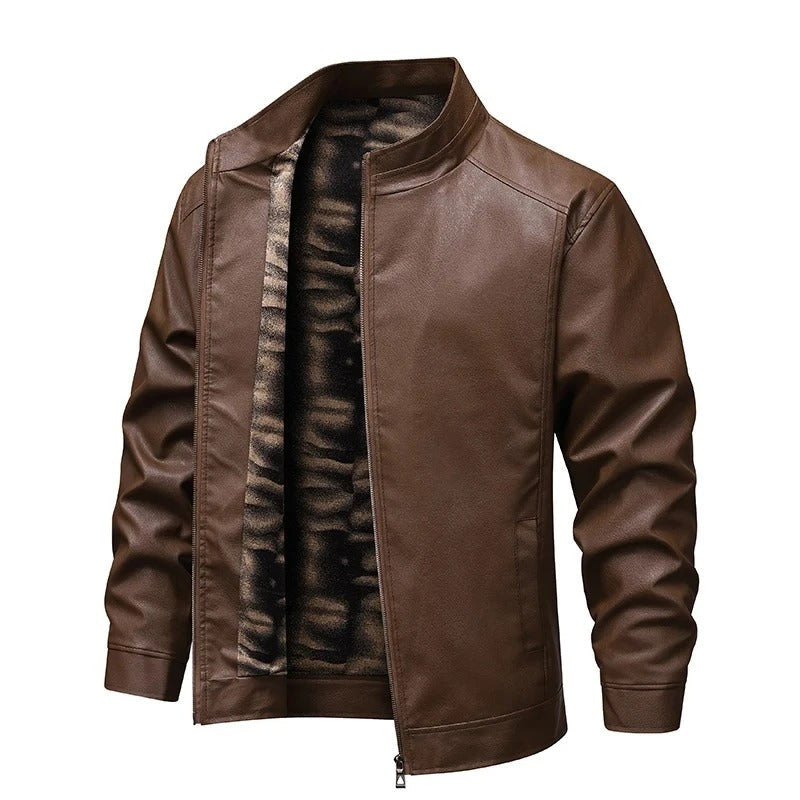 Chaqueta de cuero con forro polar vintage