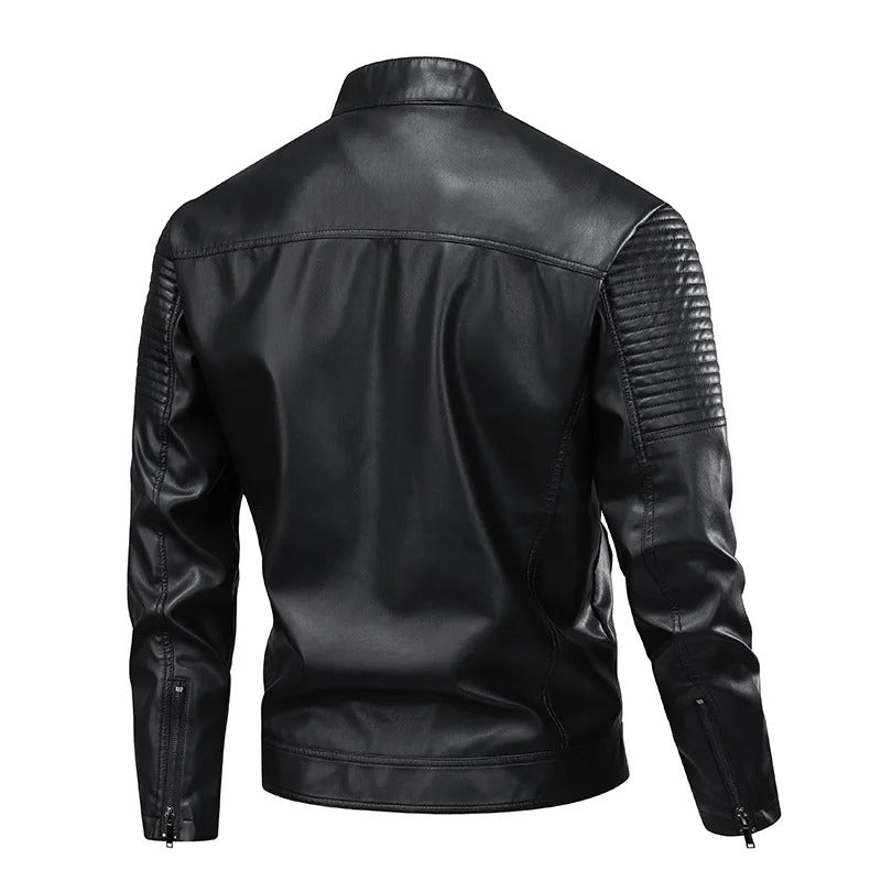 Chaqueta de piel multibolsillos