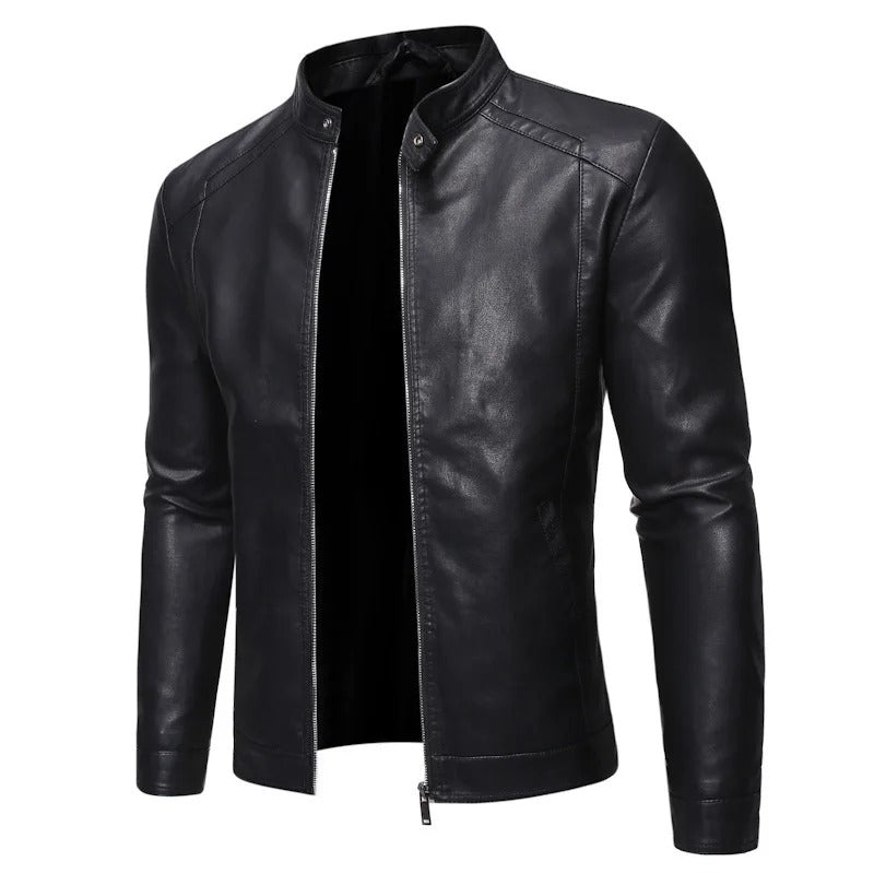 Chaqueta de piel con cuello alto