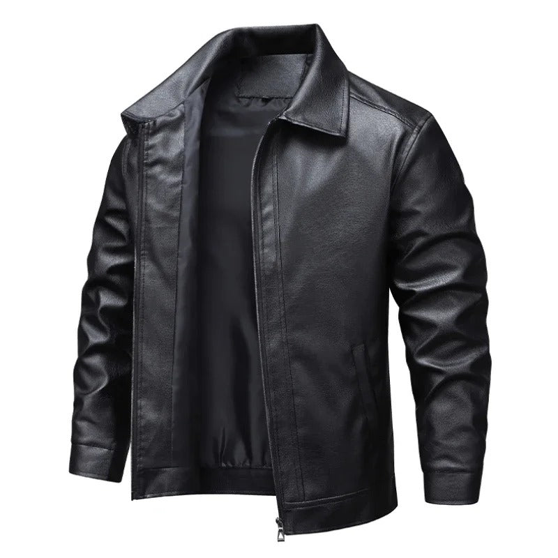 Elegante chaqueta de piel cortaviento