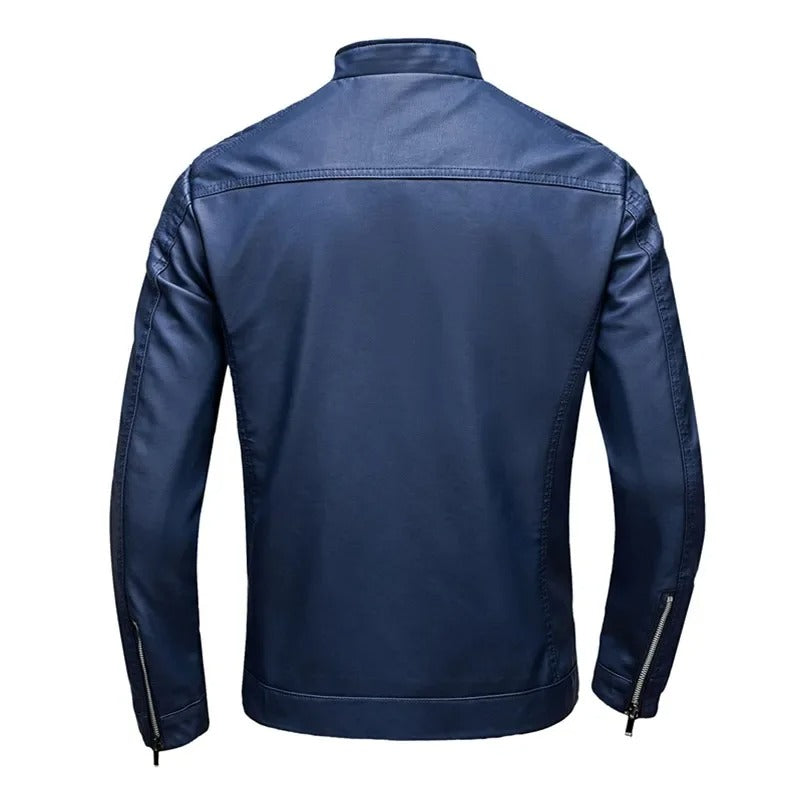 Chaqueta de piel con cuello alto