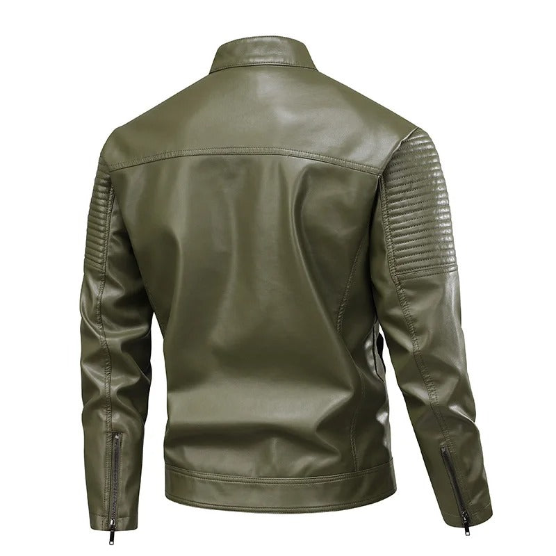 Chaqueta de piel multibolsillos