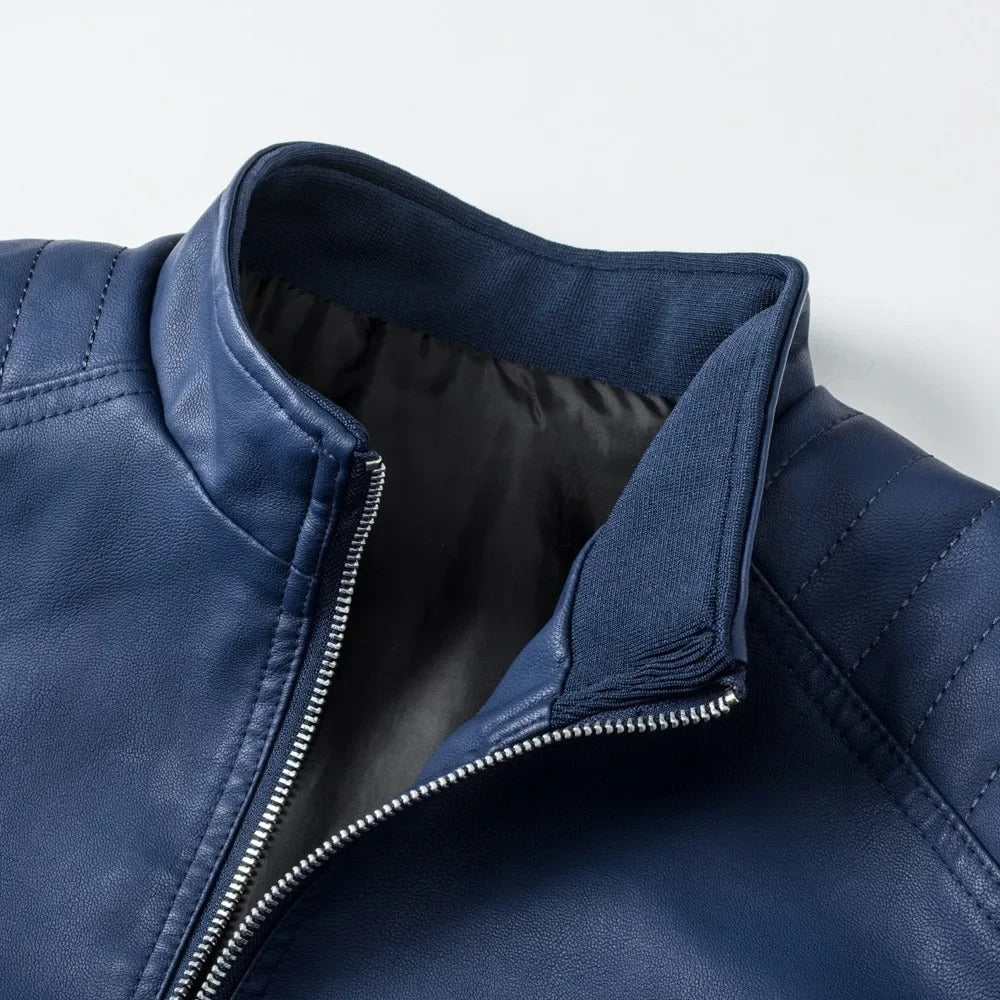 Chaqueta de piel con cuello alto