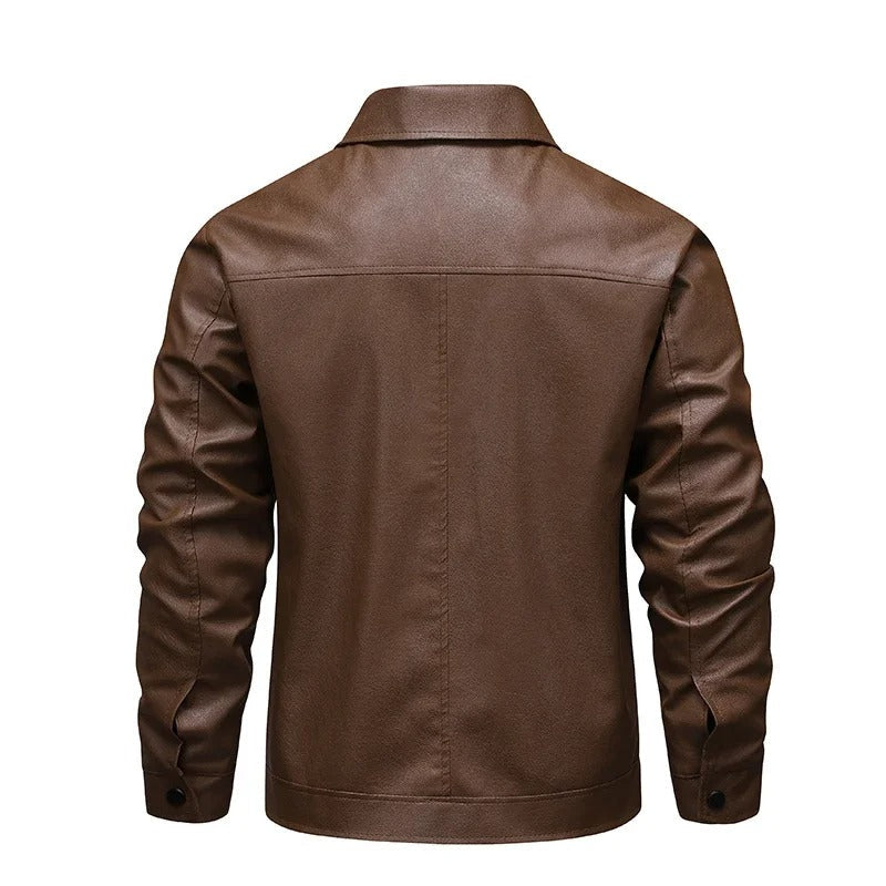 Elegante chaqueta de piel cortaviento