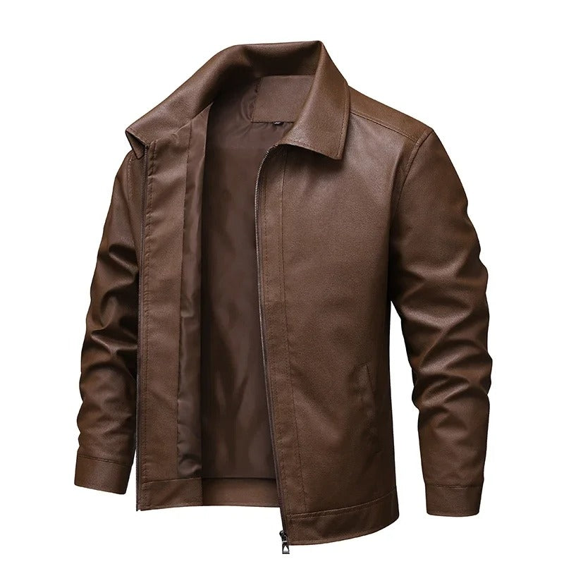 Elegante chaqueta de piel cortaviento