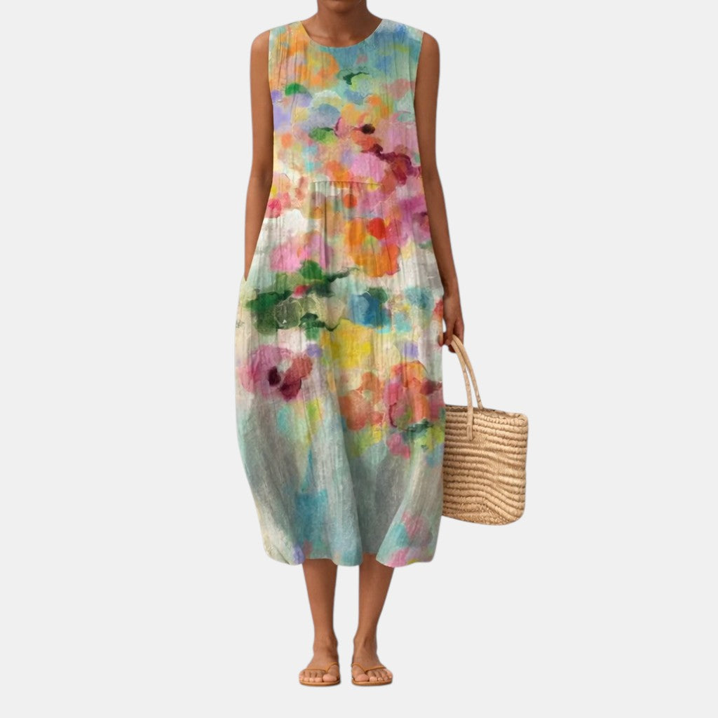 Vestido Midi Multicolor Elegante