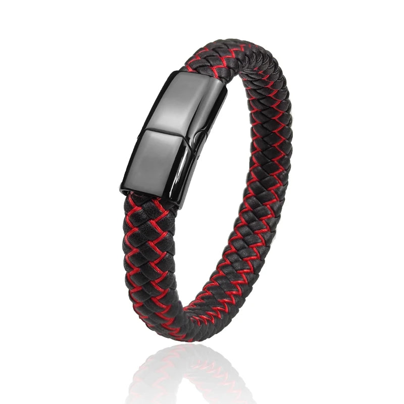 Pulsera de cuero trenzado para hombre