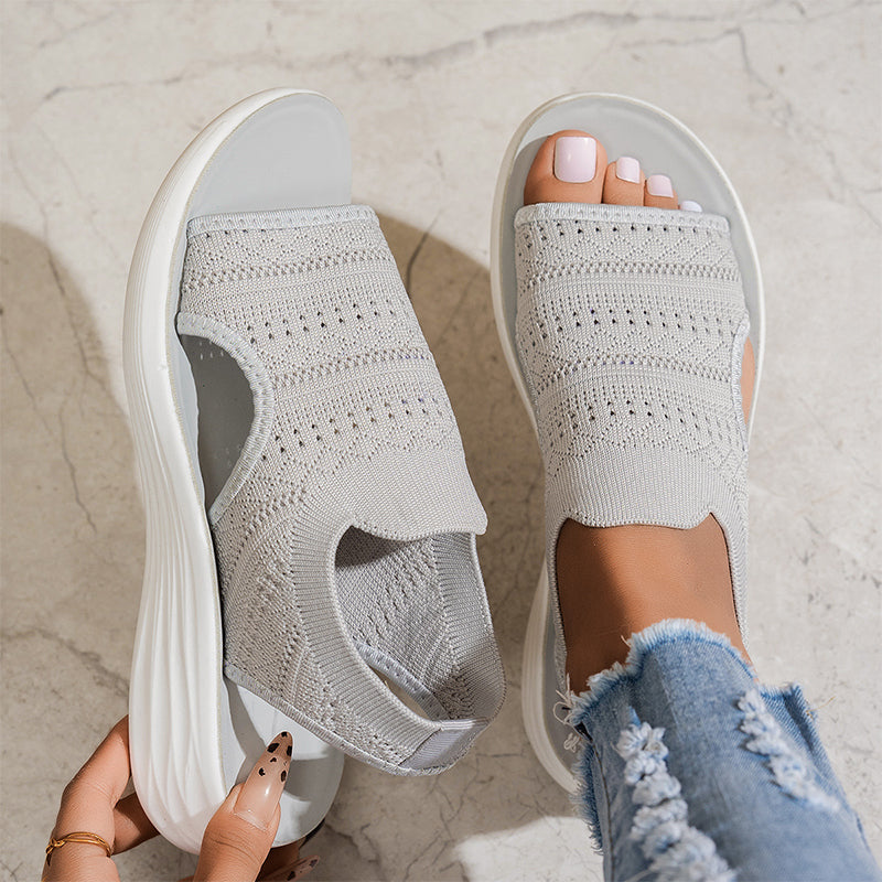 Sandalias con plataforma, de punto transpirable para mujer
