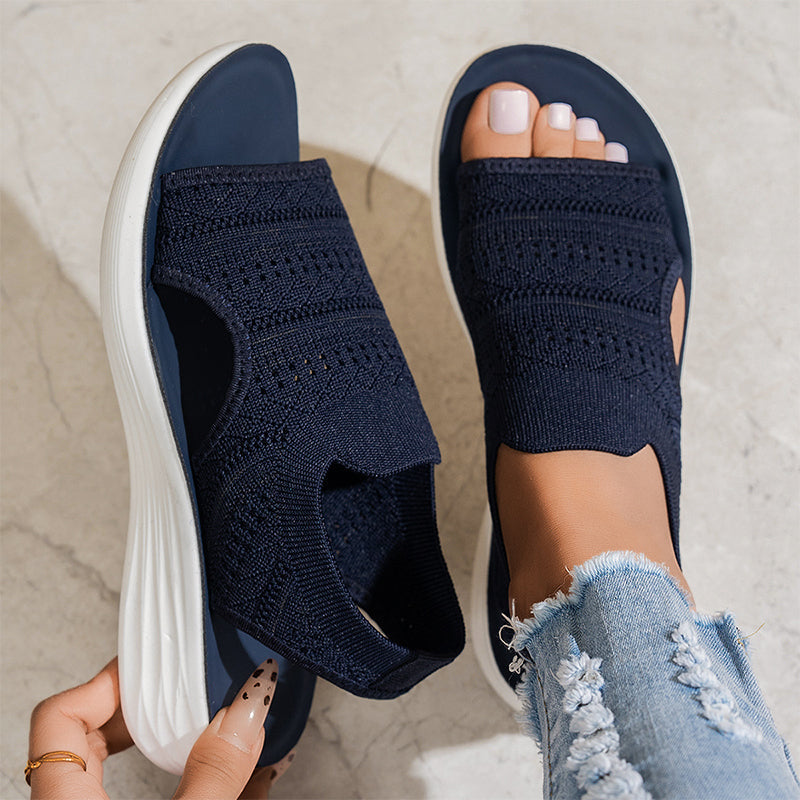 Sandalias con plataforma, de punto transpirable para mujer