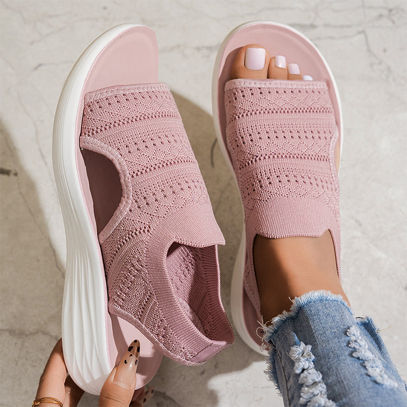 Sandalias con plataforma, de punto transpirable para mujer