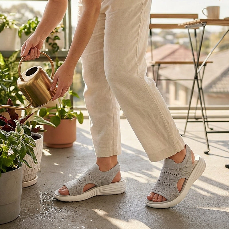 Sandalias con plataforma, de punto transpirable para mujer