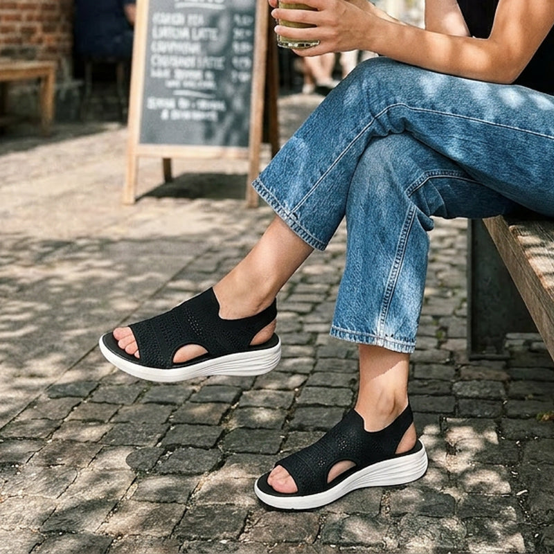 Sandalias con plataforma, de punto transpirable para mujer