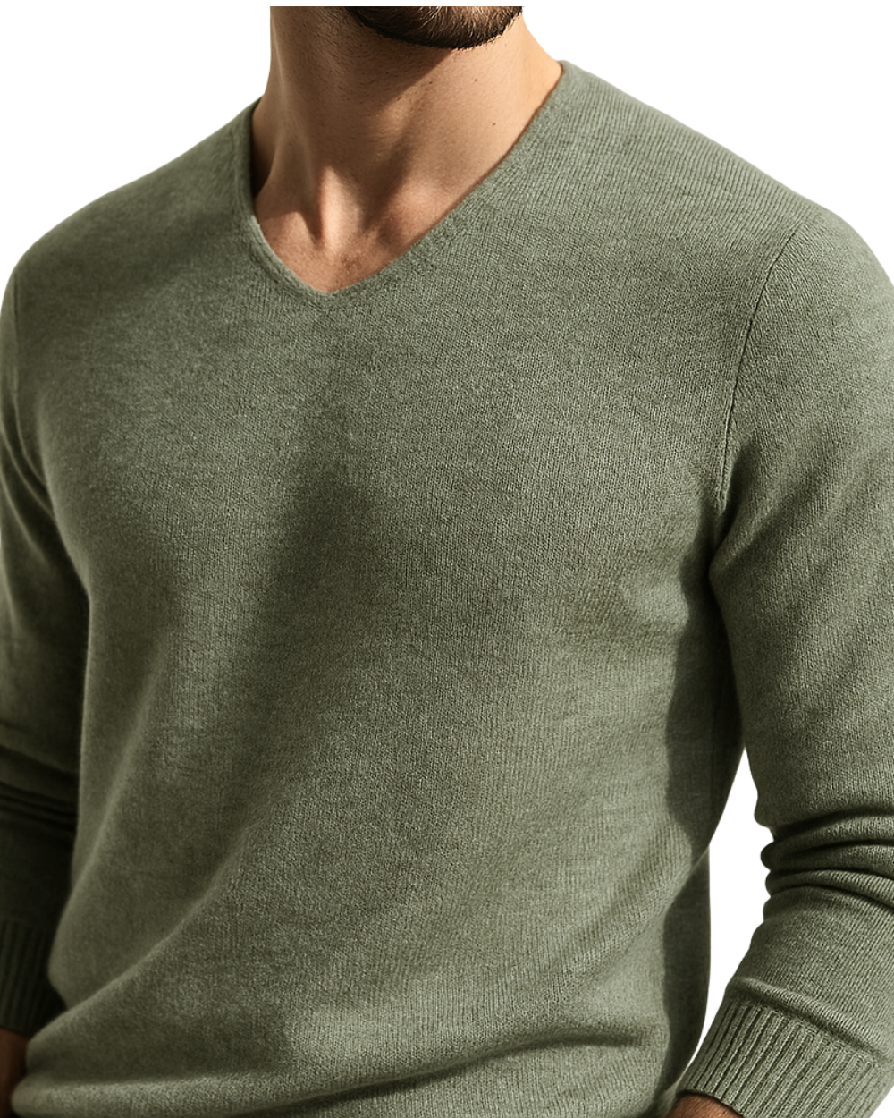 Elegante jersey de cachemira con cuello en V