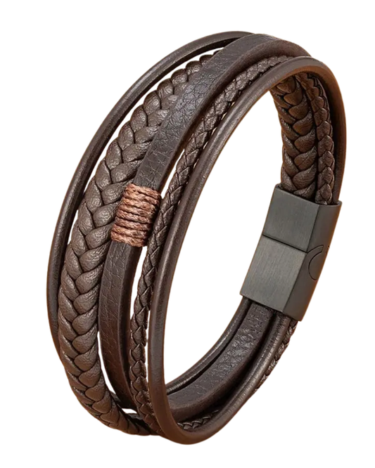 Pulsera de cuero tejido para hombre